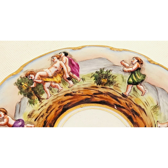 CUP & SAUCER-VON SCHIERHOLZ-CAPRI-3D Embossed-Cherubs-Unique Set-Gold Trim - Picture 9 of 16